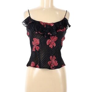 Floral Ruffle Black and Pink Women's Top